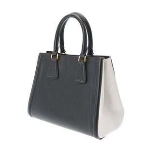 Prada Bag Tote Saffiano Black Bicolor White